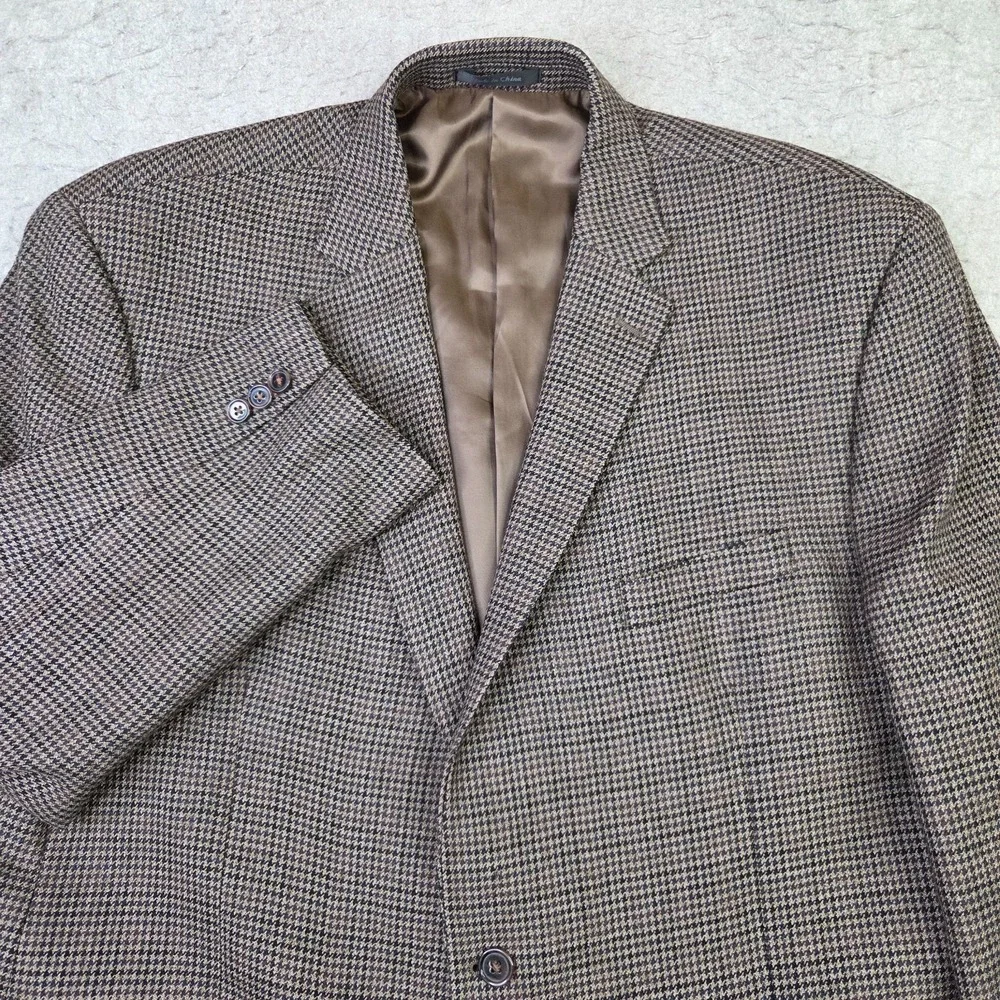 Lauren Ralph Lauren Wool Blazer Men's 50R Brown Houndstooth 2-Button Professor